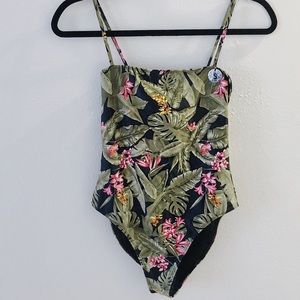 One piece tropical print bathing suit